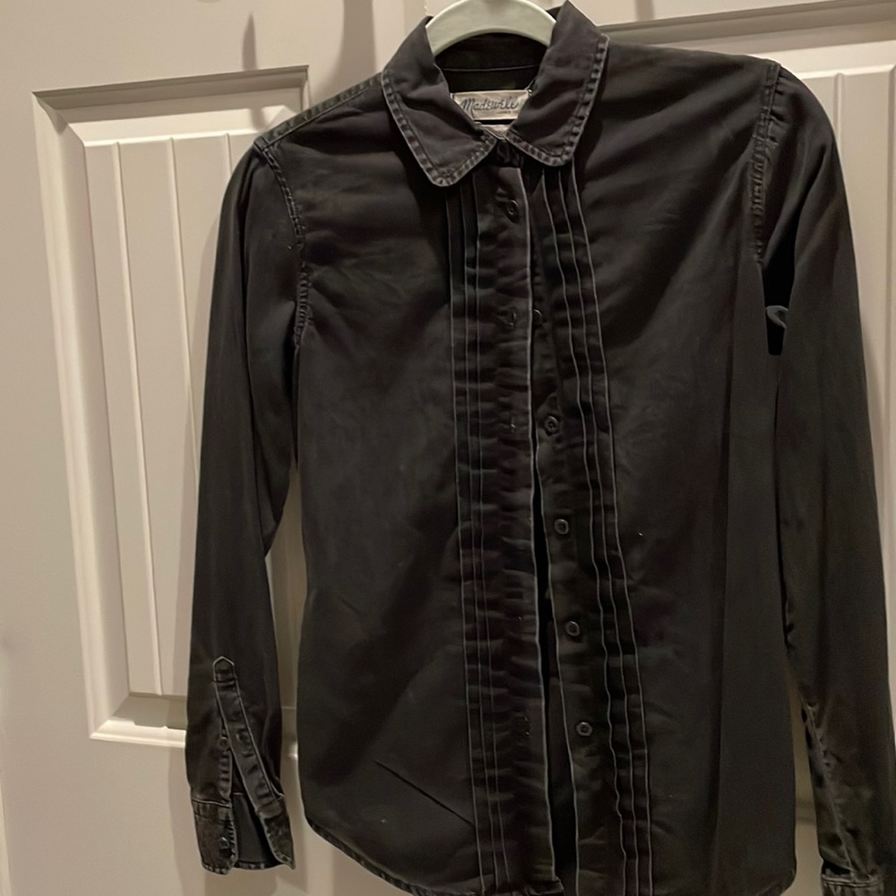 Madewell black denim button up xs blouse button down cowboy